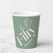Gobelets En Papier Bonjour cinquante moderne vert minimal 50e anniver (Recto)