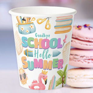Gobelets En Papier Bonjour été ! Fête de la piscine d'été de l'école