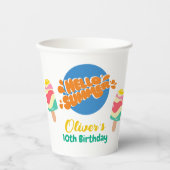 Gobelets En Papier Bonjour été ! Invitation de la partie de pool (Recto)