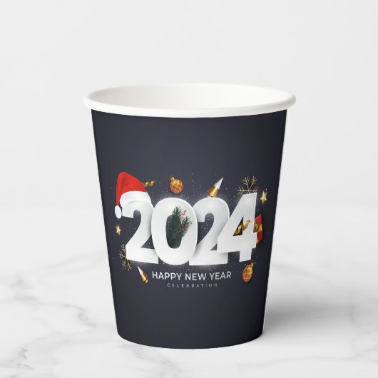Gobelets En Papier Bonne année 2024 (Verso)