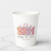 Gobelets En Papier Bonne année 2024 Typographie rétro (Verso)