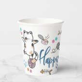 Gobelets En Papier Bonne Année Entre Les Chatons Équilibré Sur Un Fil (Recto)