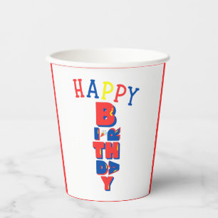Gobelets En Papier Bonne Couleur Anniversaire Remix Coupes de papier