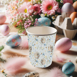 Gobelets En Papier Bonne fête de Pâques Bunny célébré bleu