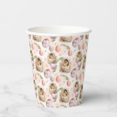 Gobelets En Papier Bonne fête de Pâques Bunny fête rose (Verso)