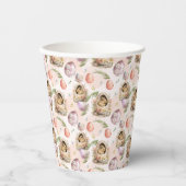 Gobelets En Papier Bonne fête de Pâques Bunny fête rose (Recto)