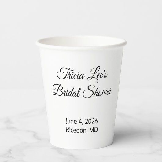 Gobelets En Papier Bonne Fête des mariées : Blanc (Verso)