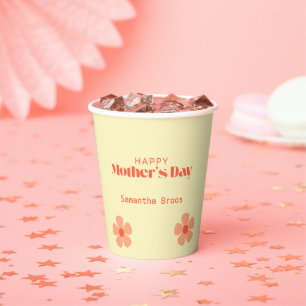 Gobelets En Papier Bonne fête des mères pêche fleurs rose