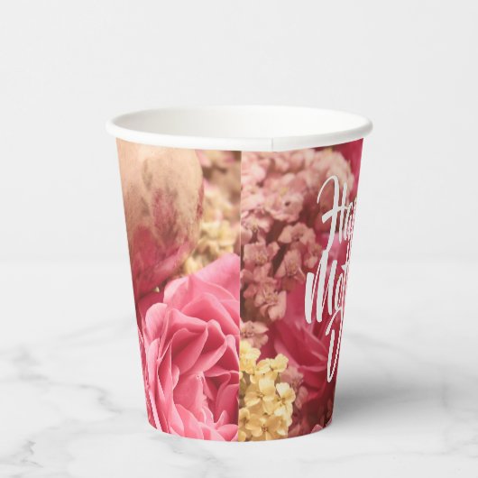 Gobelets En Papier Bonne fête des mères Roses du coeur (Droite)