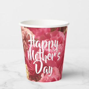 Gobelets En Papier Bonne fête des mères Roses du coeur