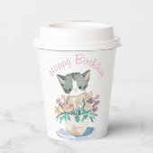 Gobelets En Papier Bonne fille d'anniversaire | Nom du chaton mignon (Verso)
