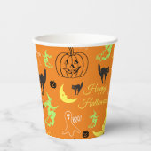 Gobelets En Papier Bonne Halloween Motif Orange (Recto)