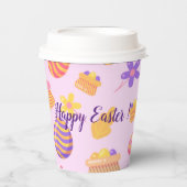 Gobelets En Papier Bonne Personnaliser Pâques violettes (Recto)