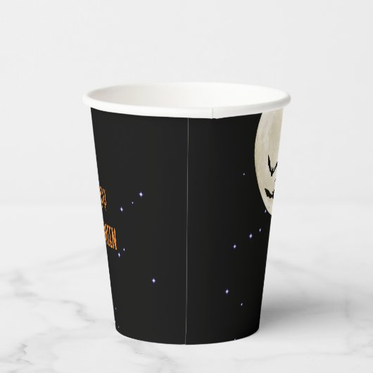 Gobelets En Papier Bonne Pleine lune Halloween chauves-souris (Droite)