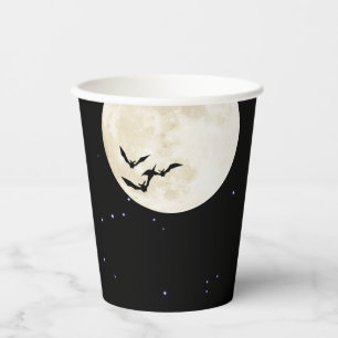 Gobelets En Papier Bonne Pleine lune Halloween chauves-souris