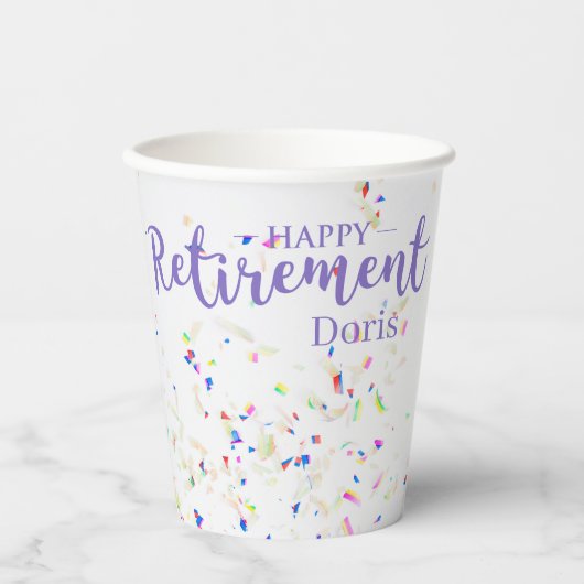 Gobelets En Papier Bonne retraite Confetti tasse de papier (Recto)