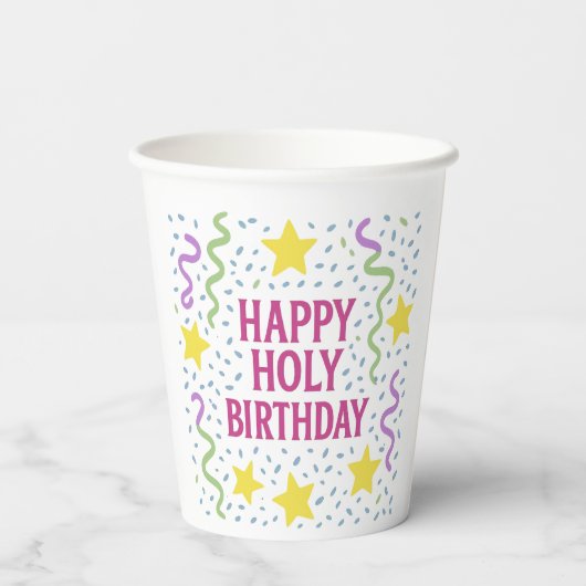 Gobelets En Papier Bonne Saint Anniversaire-Christian Kids Party Pape (Verso)