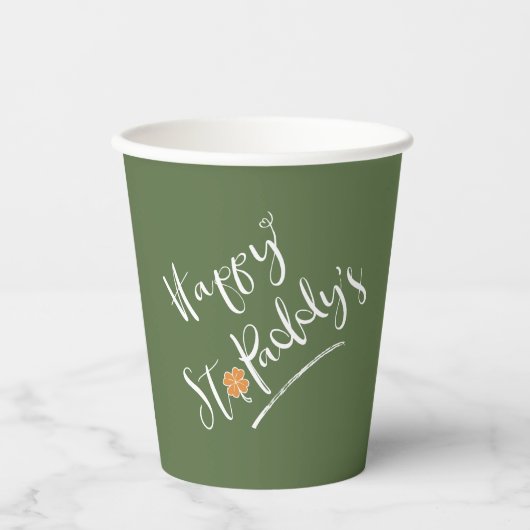 Gobelets En Papier Bonne St. Paddy's Orange Shamrock ID336 (Recto)