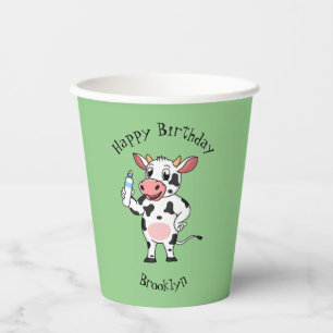 Gobelets En Papier Bonne vache avec dessin animé de biberon