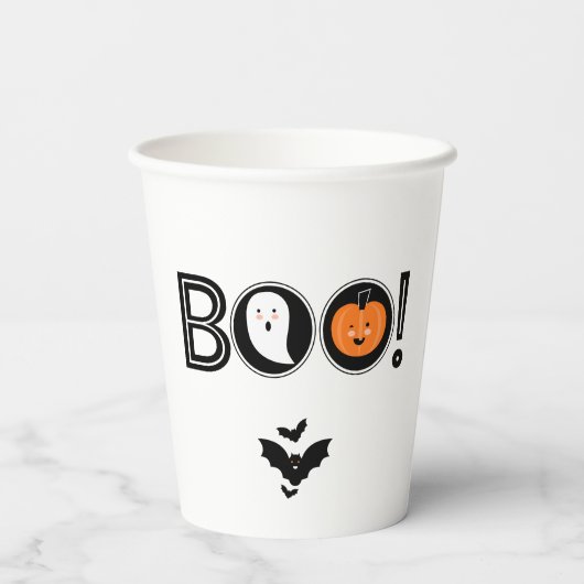 Gobelets En Papier Boo ! Coupe de papier Halloween (Verso)