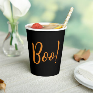 Gobelets En Papier Boo ! Coupes en papier d'Halloween noir et orange