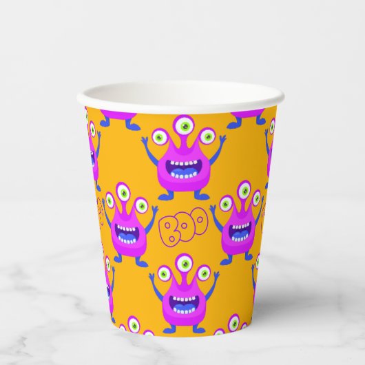 Gobelets En Papier Boo Cute Funny Monster Éffrayant (Recto)