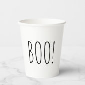 Gobelets En Papier Boo ! Fête d'Halloween. Noir et blanc simple migno (Recto)
