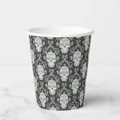 Gobelets En Papier Boo ! Gothique Crâne Damask Papier Coupe (Verso)