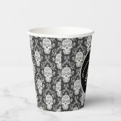 Gobelets En Papier Boo ! Gothique Crâne Damask Papier Coupe (Droite)