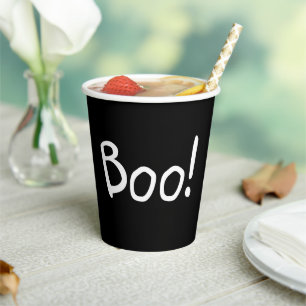 Gobelets En Papier Boo noir typographie manuscrite mignonne Halloween