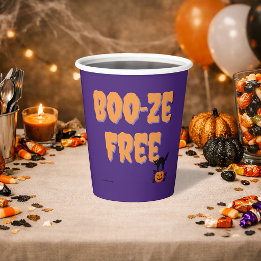 Gobelets En Papier Boo‑ze Free | Fête d'Halloween Sobre