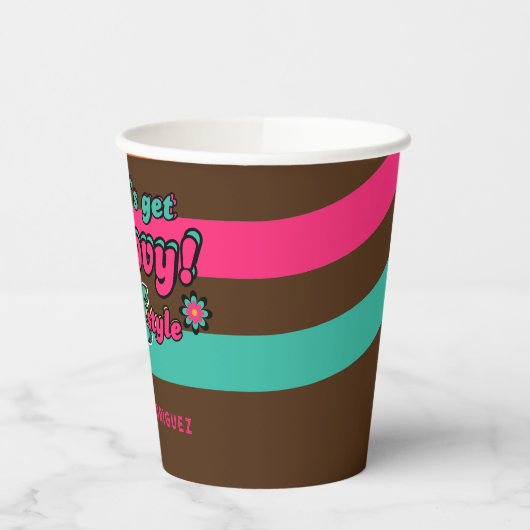 Gobelets En Papier Boogie d'anniversaire Retro Disco sur mesure 70's (Gauche)