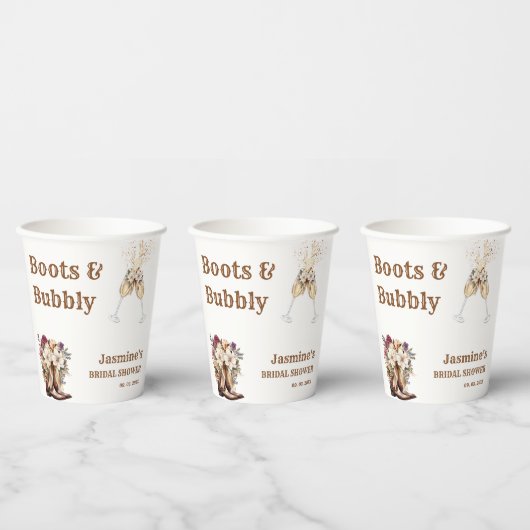 Gobelets En Papier Boots & Bubbly Boho Western Fête de mariage (Multi)