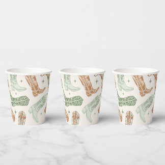 Gobelets en papier Boots de Cowboy Verts