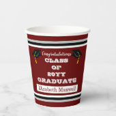 Gobelets En Papier Bordeaux |White Félicitations aux diplômés (Recto)