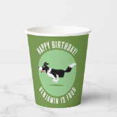 Gobelets En Papier Border Collie chien personnalisées anniversaire de (Recto)