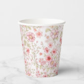 Gobelets En Papier Bords de fleurs roses (Recto)