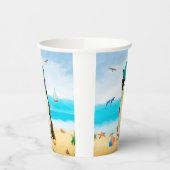 Gobelets En Papier Bordure Collie Dog sur la plage (Gauche)