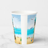 Gobelets En Papier Bordure Collie Dog sur la plage (Droite)