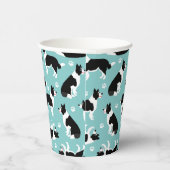 Gobelets En Papier Bordure Collie et Empreinte de patte (Droite)