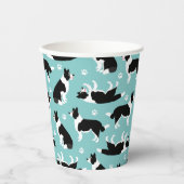 Gobelets En Papier Bordure Collie et Empreinte de patte (Recto)