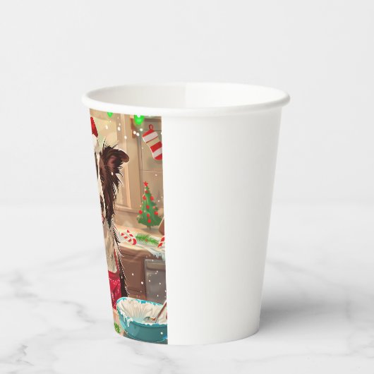 Gobelets En Papier Bordure Collie Gîtes : Noël festif (Gauche)