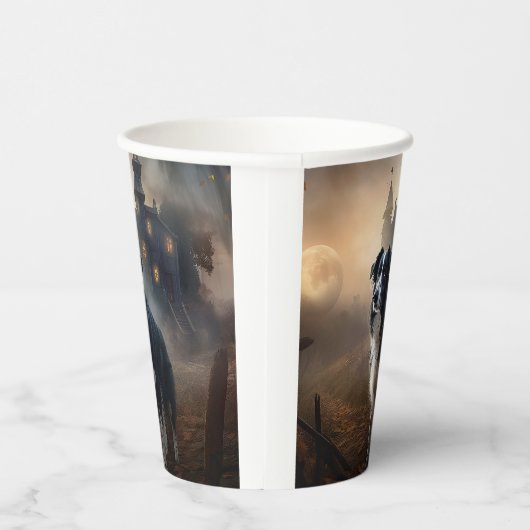 Gobelets En Papier Bordure Collie Halloween effroi (Droite)