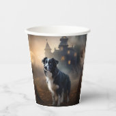Gobelets En Papier Bordure Collie Halloween effroi (Recto)