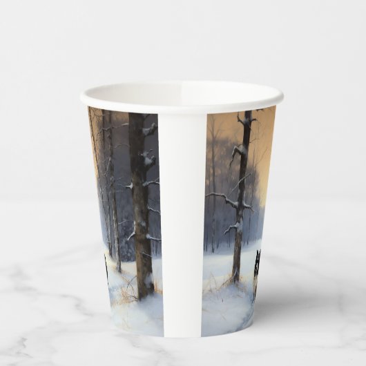 Gobelets En Papier Bordure Collie Laisser neiger Noël (Gauche)