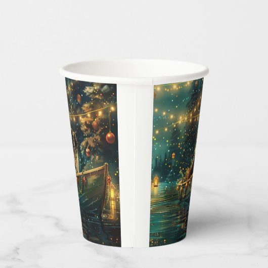 Gobelets En Papier Bordure Collie Noël Festive Voyage (Droite)