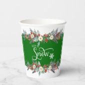 Gobelets En Papier Bordure fleur de Noël-Laisser la neige typographie (Verso)