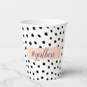 Gobelets En Papier Boss et points noirs Pastel Rose moderne (Verso)