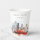 Gobelets En Papier Boston Massachusetts City Scape Mariage d'aquarell (Verso)