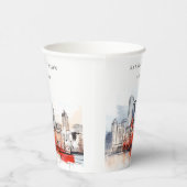 Gobelets En Papier Boston Massachusetts City Scape Mariage d'aquarell (Droite)